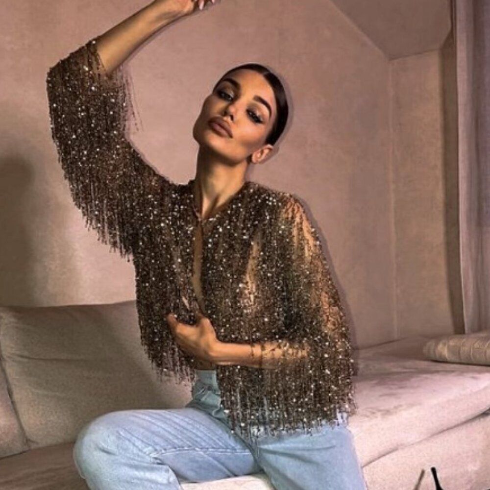 💟💜💟💜💟💜 ENDLESS ROSE Sequined Top 💟💜💟💜💟💜 - Picture 10 of 15